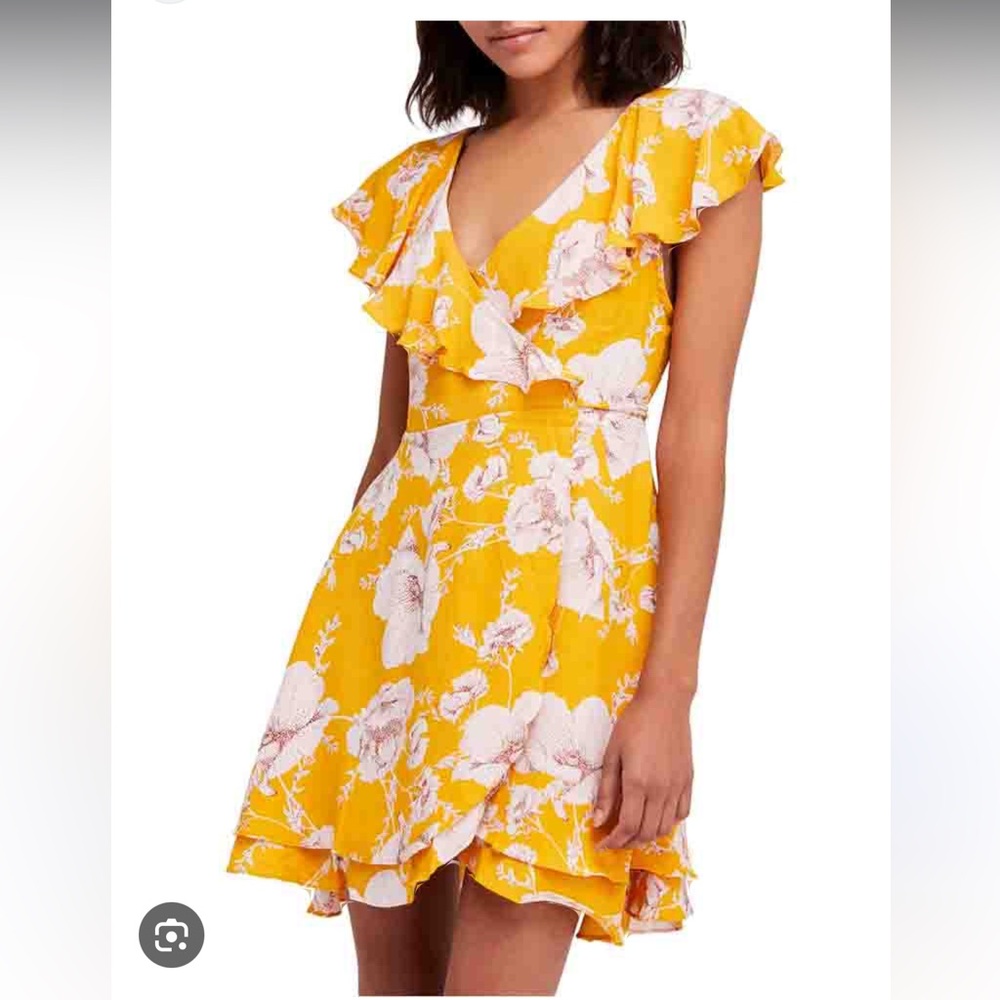 Free People Yellow/Gold Floral Dress L